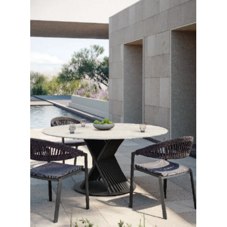 Table ronde 160 cm d'extérieur en aluminium et céramique Design Push