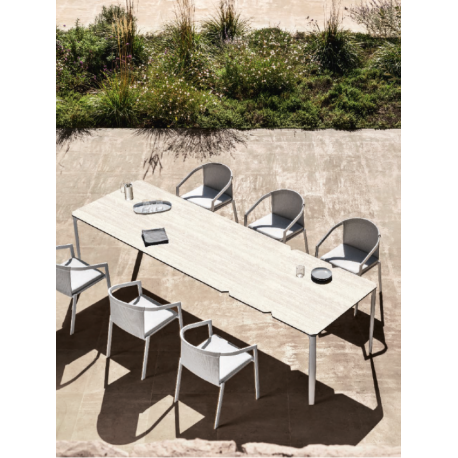 Table d'extérieur allongeable en aluminium et céramique Design Push