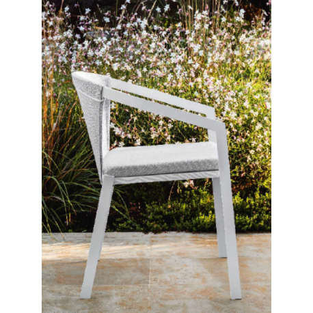 Fauteuil d'extérieur en aluminium, tissu et textilène Design Push