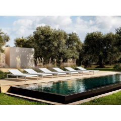 Bain de soleil transat en aluminium et textilène Design Push