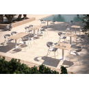 Table duo d'extérieur en aluminium, plateau HPL ou Grès Design Maja