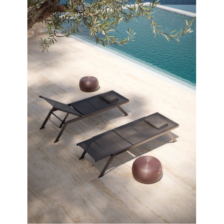 Bain de soleil reglable en aluminium et Textilène Design Maja