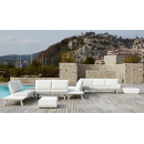 Divan d'angle de jardin + table, alu et Polyéthylène recyclable Poléasy Design Samourai