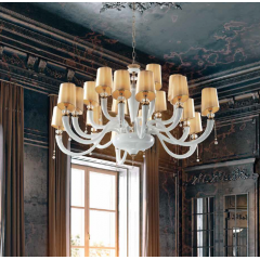 Lustre Chandelier en verre soufflé pour hôtel ou château Design David 18 Lumières