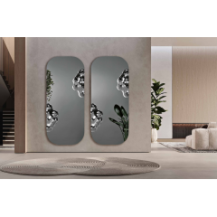 Miroir avec inserts en verre texturé Design Crown