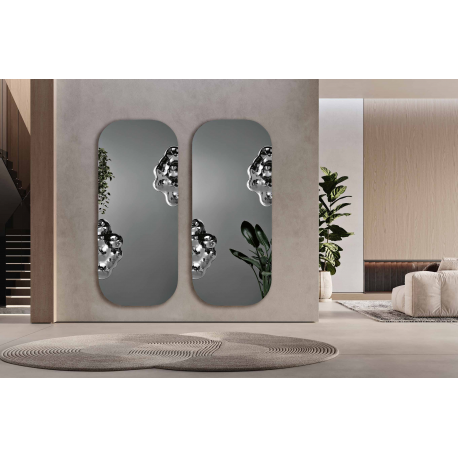 Miroir avec inserts en verre texturé Design Crown