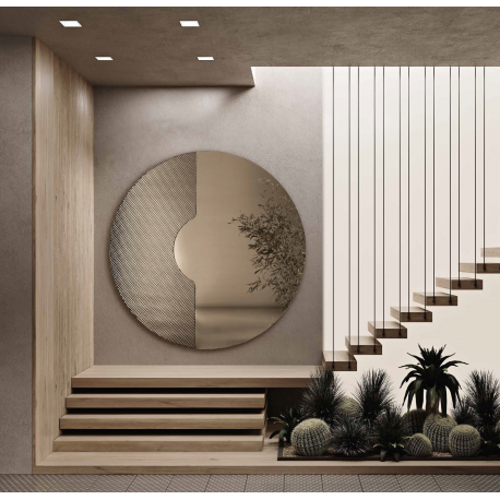 Miroir rond avec insert latéral en verre teinté Design Ilio