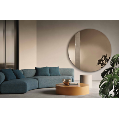 Miroir rond avec insert latéral en verre resille Design Shine