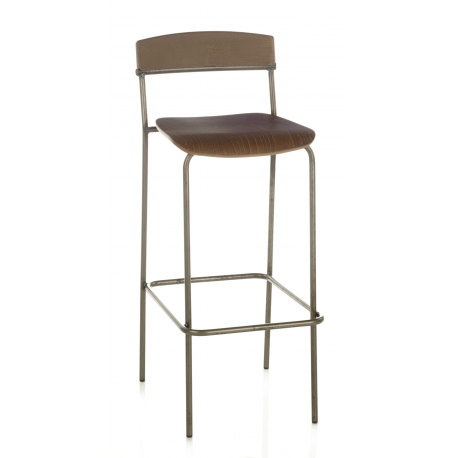 Tabouret de bar mixte acier/bois Design Lido