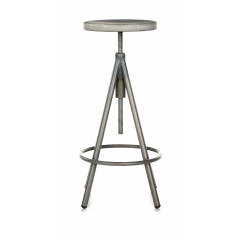 Tabouret de bar mixte acier/bois à hauteur réglable Design Reglo