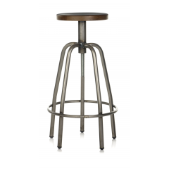 Tabouret de bar mixte acier/bois à hauteur reglable Design Lab