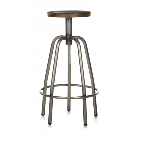 Tabouret de bar mixte acier/bois à hauteur reglable Design Lab