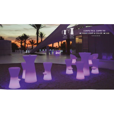Table mange debout lumineux et solaire design Capri 110