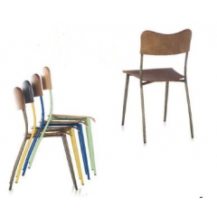 Chaise mixte acier/bois empilable Design Helena