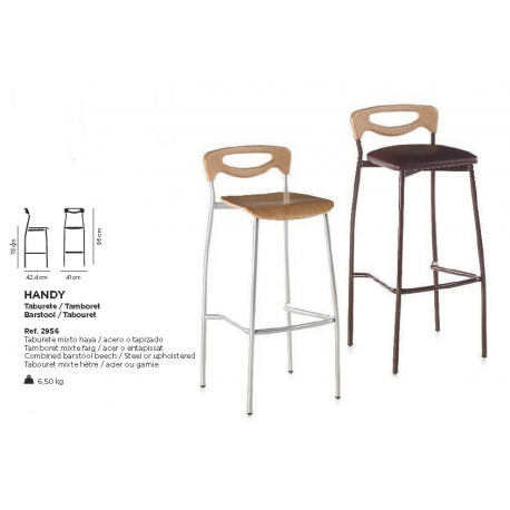 Tabouret de bar mixte acier/bois Design Handy