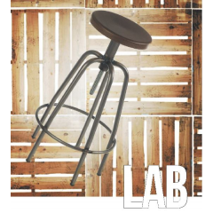 Tabouret de bar mixte acier/bois à hauteur réglable Design Lab