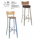 Tabouret de bar mixte acier/bois avec repose pieds Design Helena