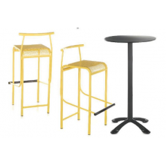 Tabouret de bar en acier avec repose pieds Design Quint